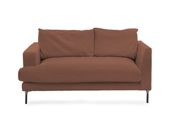 Brown sofa isolated on white. Furniture for living room interior