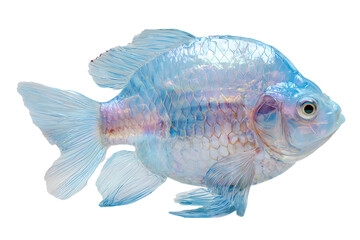Blue translucent fish isolated on black background
