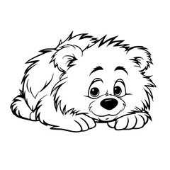 a black and white drawing of a cute small dog or bear animal, bear, black, cute, dog, drawing, illustration, little, puppy, small 