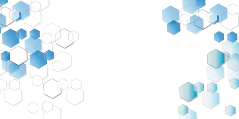 Blue hexagon on minimal simple blue watercolor vector illustration Science technology and medical concept hexagon on transparent background.