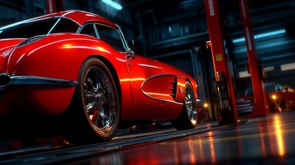 Vintage sports car restoration event workshop automotive industrial close-up performance enthusiasts