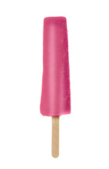 Yummy pink ice cream on white background
