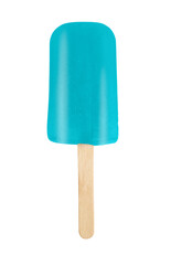 Yummy light blue ice cream on white background