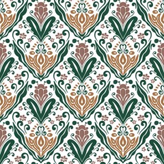 Retro Botanical Repeat Design with Intricate Details