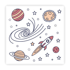 Space and Galaxy Doodle Icons