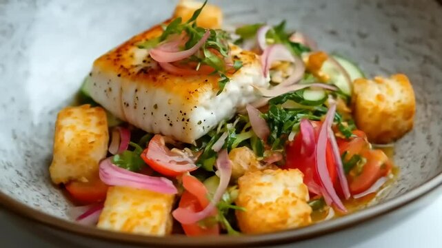 PanSeared Cod with Summer Salad.