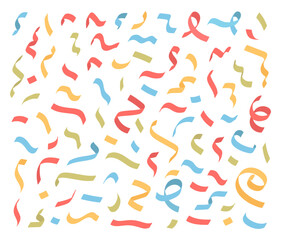 Confetti Flat Ribbons Set. Vector Illustration of Red Ribbons. 