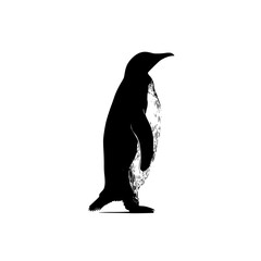 Obraz premium silhouette of a penguin standing in water splashing black, penguin, silhouette, stand, water , Generative art.