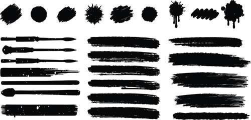 Adobe Illustrator Artwork Abstract black brush strokes on white background
