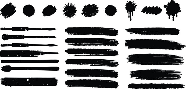 Adobe Illustrator Artwork Abstract black brush strokes on white background
