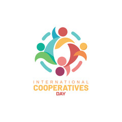 International cooperatives day illustration featuring people shapes in a colorful circle on white