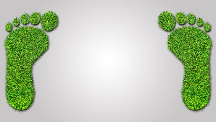 Green Footprint isolated on white Background with flowers. Environment concept green earth day.