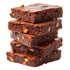 Delicious Chocolate Brownies Stack isolated on transparent baackground
