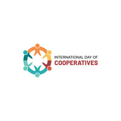 Colorful illustration representing the international day of cooperatives with people shapes