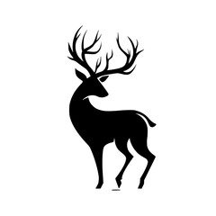 a black silhouette of a deer with horns antler, black, deer, horn, logo, silhouette, stand 