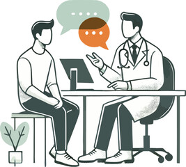 Doctor consulting with a patient discussing health issues in a modern healthcare setting