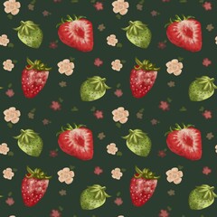Dark Background Strawberry Fruit Design
