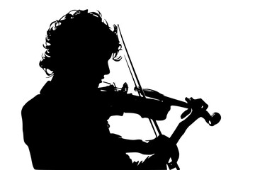 a black silhouette of a man playing a violin black, instrument, man, play, silhouette, violin, woman © Alloca Design Studio