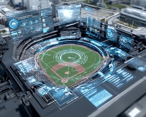 Interactive stadium overlay with digital displays