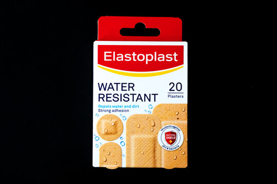 A Box Or Pack Of Water Resistant Elastoplast Wound Coverings