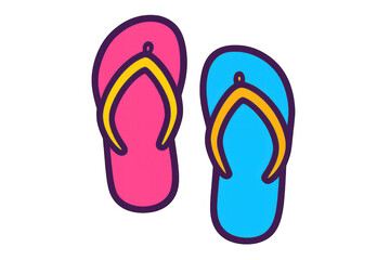 Cartoon flip-flops, isolated on transparent background, evoke beach holidays, summer vibes, and carefree relaxation
