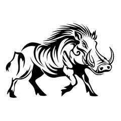 Obraz premium abstract image of a wild boar on a white background abstract, black, boar, illustration, image, silhouette, wild , Generative art.