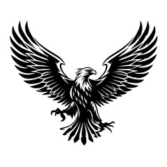 Fototapeta premium black and white icon of an eagle bird, black, eagle, icon, wing , Generative art.