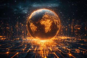 Digital Earth, glowing network