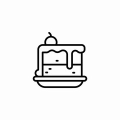 dessert sweet food cake cherry on top icon sign vector