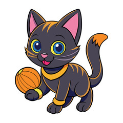 A cute cat is playing vector icon