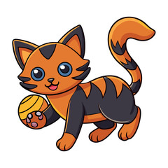 A cute cat is playing vector icon