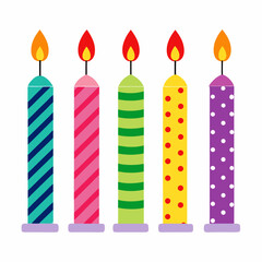 Fototapeta premium Five Colorful Birthday Candles with Different Patterns
