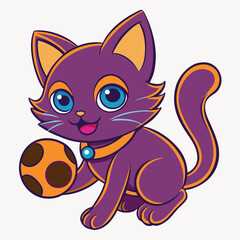 A cute cat is playing vector icon