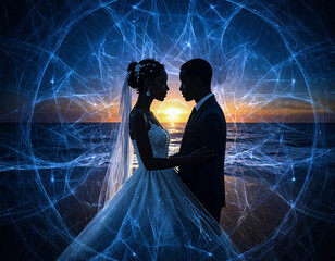 Loving Couple on a Tropical Beach at Sunset 149