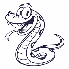 Fototapeta premium Funny Snake Vector – Cute Cartoon Reptile Character | Smiling Snake Illustration – Playful Jungle Animal Design | Silly Snake Vector – Goofy and Adorable Serpent Art