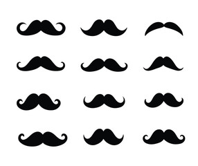 Moustache Set Vintage, Hipster, Cartoon Vector