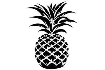 Obraz premium black silhouette of a pineapple on a white background black, icon, pineapple, silhouette , Generative art.