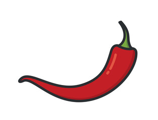 Red hot chili pepper. Vegetable, spice and piquancy symbol. Isolated vector image