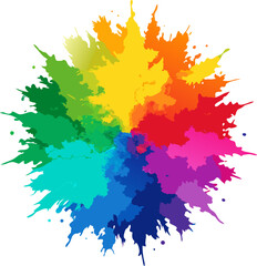 colorful rainbow holi paint color powder explosion isolated white wide panorama background