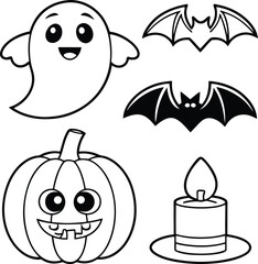 halloween pumpkin and bat set