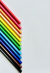Colored pencils on a white background