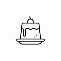 pudding with cherry icon sign vector