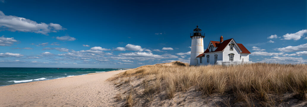Race Point Lighthouse located on the Cape Cod National Seashore outside Provincetown, Massachusetts, USA.