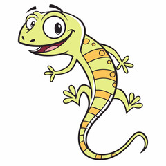 Fototapeta premium Funny Lizard Vector – Cartoon Reptile Illustration |Cute and Silly Lizard Vector – Playful Animal Design |Smiling Lizard Cartoon – Funny Vector Reptile