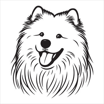 Samoyed Dog Outline Vector Illustration