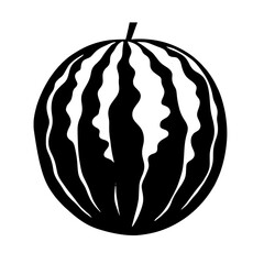 Minimalist black silhouette of a watermelon on white background