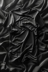 Black t-shirt draped over a dark fabric surface.