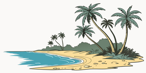 tropical island with palm trees