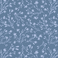 abstract dual-color sketch solid flower with leaves, all over vector design with solid background illustration digital image for textile printing factory