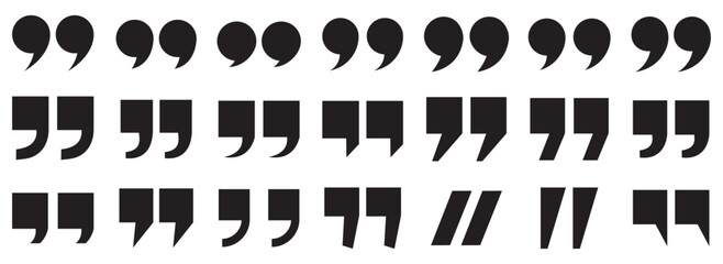 Quote icon vector illustration. Quotation mark sign and symbol. Set of quote mark . Quotation mark icon collection on white background. double quotation vector symbol. 